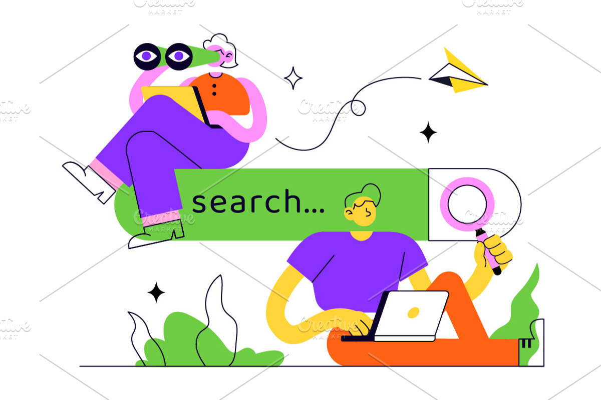 8 Searching Vector Illustration, a Technology Illustration by denayunebgt (Photo 4 of 4)