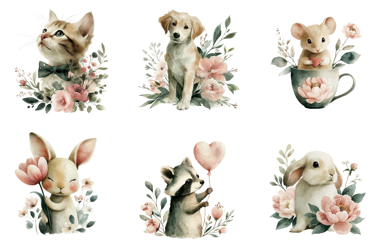 valentine and nursery animals set, an Illustration by CreationArt (Photo 4 of 7)