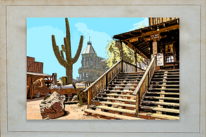 Old West Town Graphic Novel Style