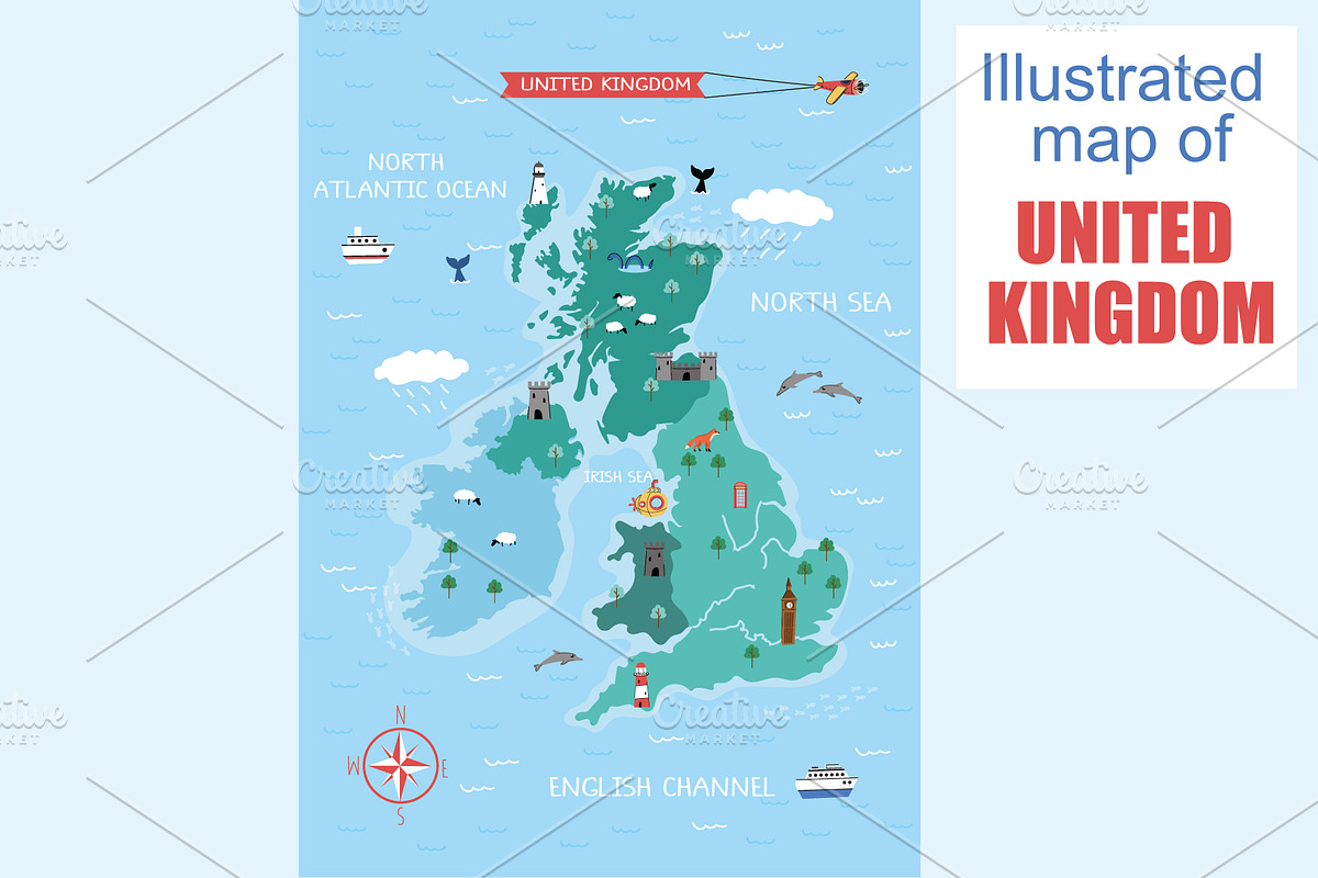 Illustrated Map of United Kingdom, an Illustration by Milota (Photo 2 of 3)