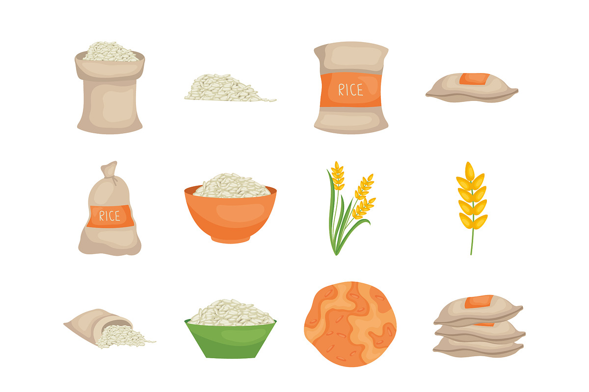 Rice and Grain Illustration Set