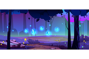 Night Fantasy Forest Game Landscape