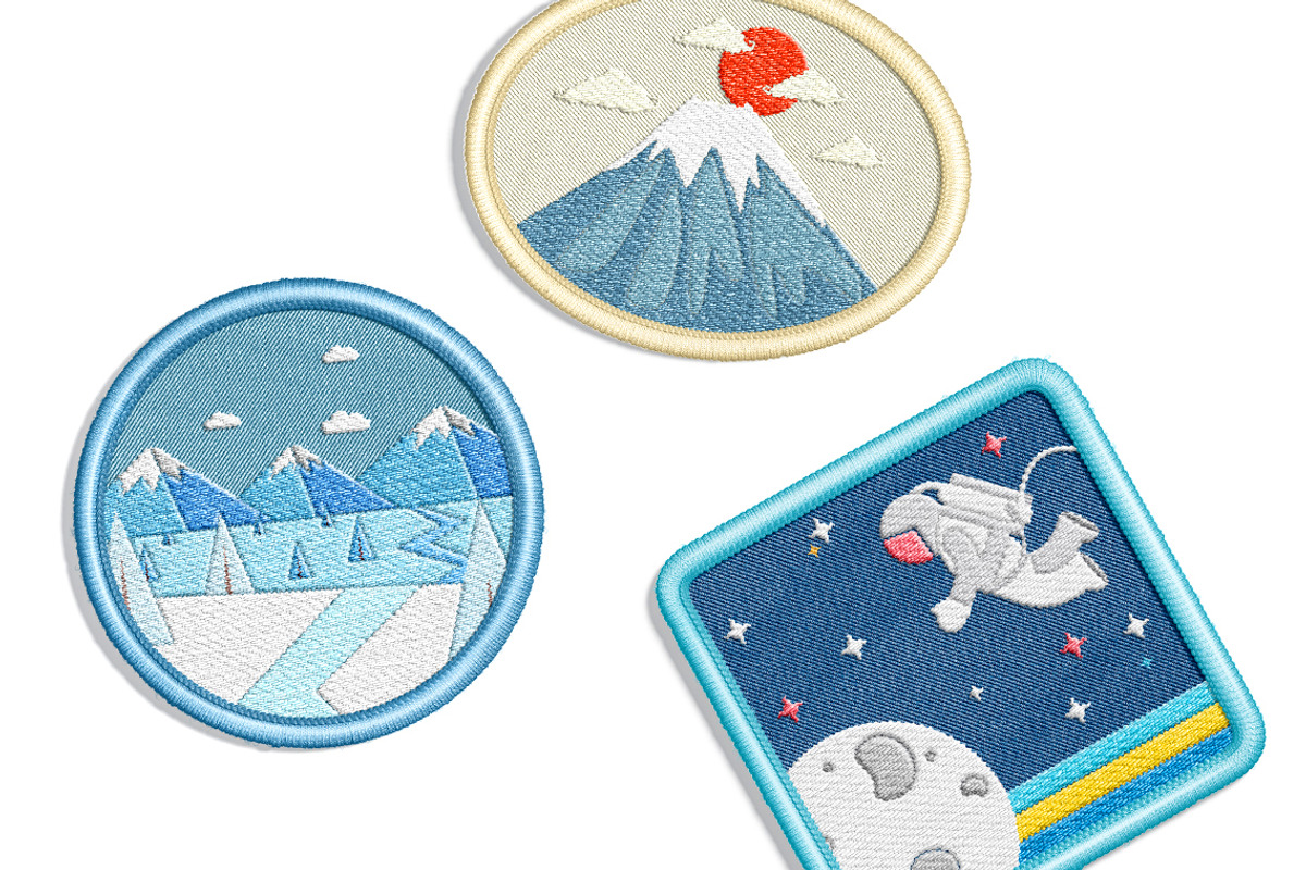 Embroidery Effect Patch Mockups Set, a Merchandise Mockup by rebrandy (Photo 4 of 13)