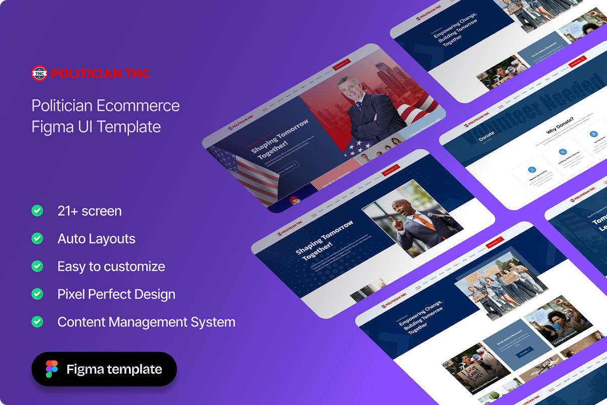 Politician TNC - Political Figma UI, an UI Kit Template by TNCFlow (Photo 1 of 5)