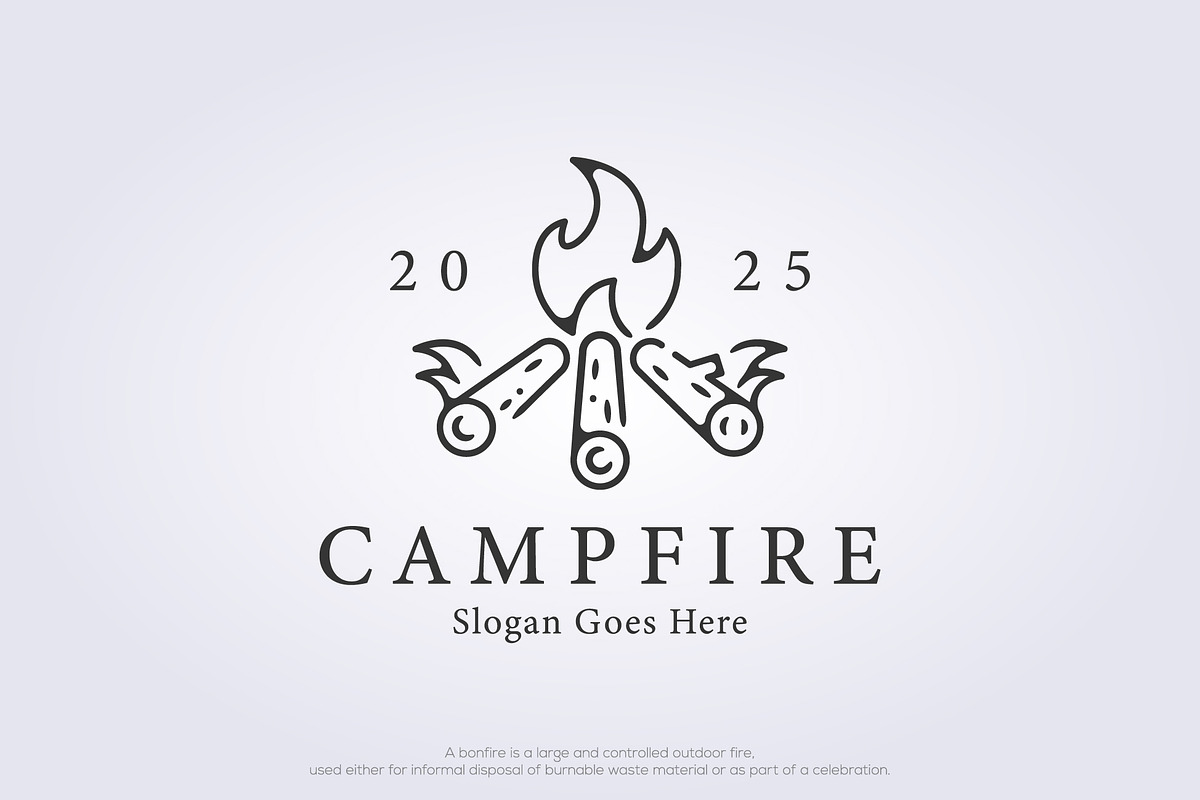 line campfire logo icon symbol vecto, a Branding & Logo Template by Lodzrov