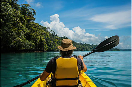 Traveler kayaking in calm waters, a Sports & Recreation Photo by Lermont51