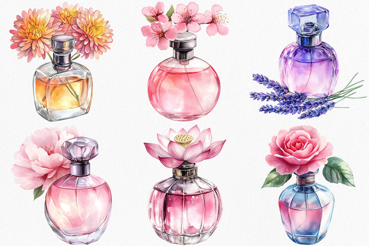 Perfume Scents with flowers Clipart, an Illustration by Canvas Craft (Photo 3 of 8)