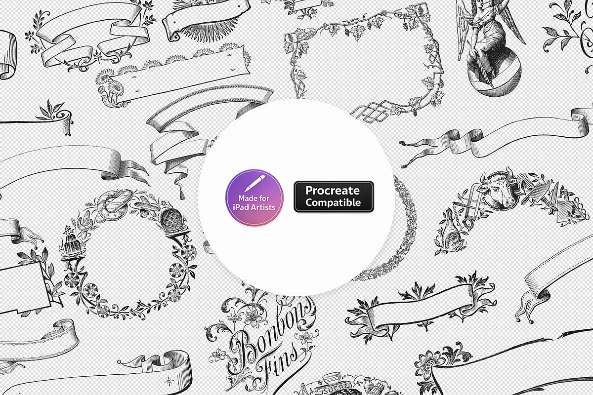 Procreate Banners and Ribbons, a Brush Add-On by AW Studios