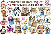 Whimsical Cat and Dog PNG Clipart, an Illustration by Sublimation Artist (Thumbnail 1 of 6)