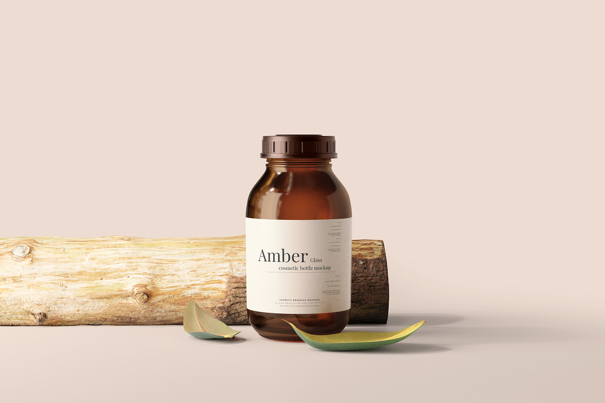 Amber Glass Jar / Bottle Mockups, a Cups & Container Mockup by pmvch (Photo 3 of 10)
