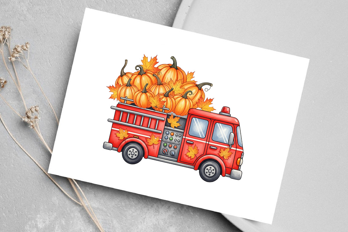 Watercolor Autumn Firefighter PNG, a Seasonal Illustration by Canvas Craft (Photo 6 of 8)