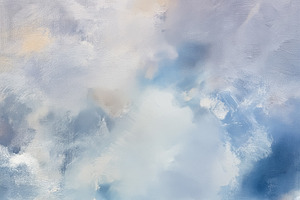 Abstract oil painting capturing soft cloud formations in a tranq, a Decorative Illustration by Studio ANNA