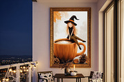 Autumn Witch on Pumpkin Cup, a Seasonal Illustration by Floraphoria (Thumbnail 8 of 14)