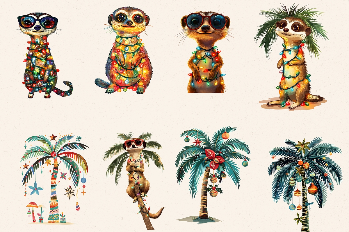 TROPICAL PALM CHRISTMAS CLIPART, a Seasonal Illustration by Daring Digies (Photo 2 of 7)