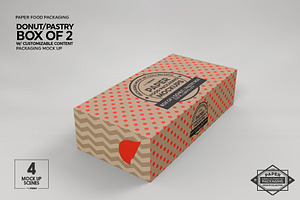 Box Of Two Donut Pastry Box Mockup