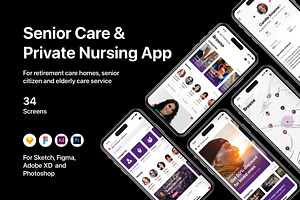Senior Care & Private Nursing App, an UI Kit Template by flr.24