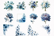 Watercolor Dusty Blue Floral Clipart, an Illustration by DreamArtGraphic (Thumbnail 8 of 8)