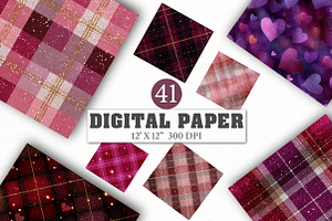 Valentine Glitter Digital Paper, an Illustration by Designworld