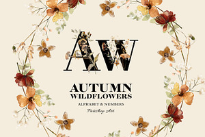 Autumn Watercolor Wildflower Clipart