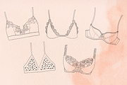 Hand drawn vector Lineart Bra set, an Illustration by esylvia (Thumbnail 2 of 9)
