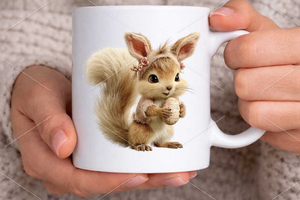 Whimsical Easter Squirrel Clipart, a Seasonal Illustration by Canvas Craft (Photo 7 of 7)