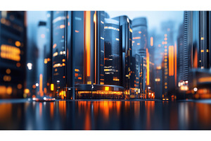 Futuristic Cityscape Featuring Tall