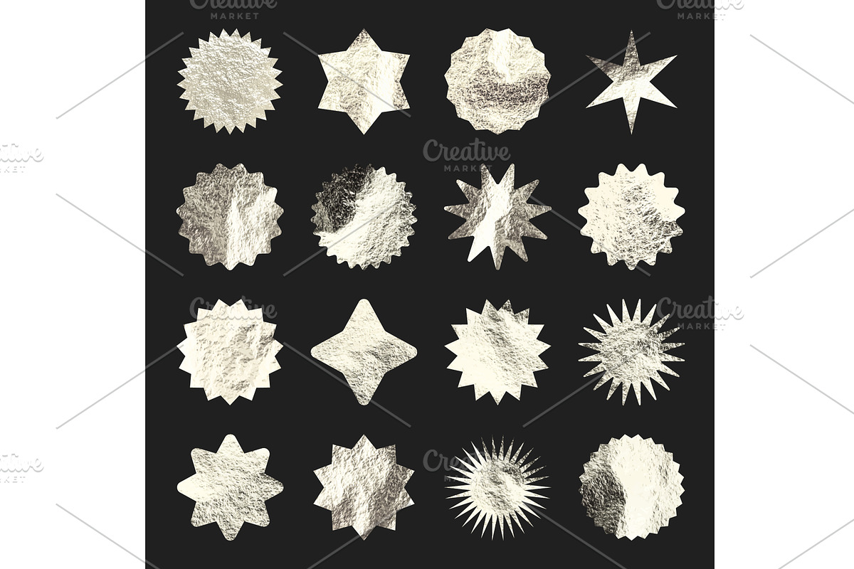 Silver stars, sunburst symbols, an Object Illustration by 32pixels