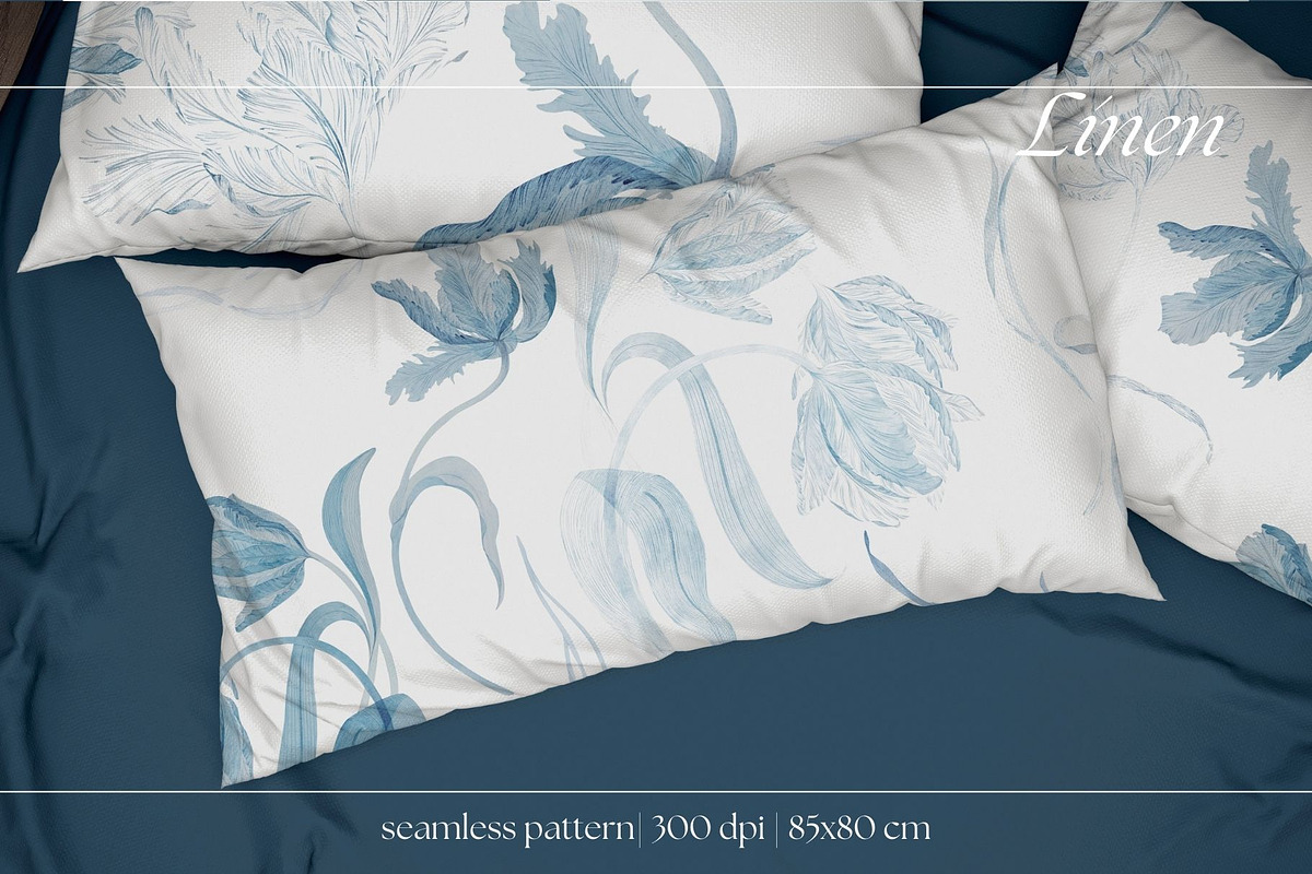 Watercolor Pattern Blue Tulips, a Pattern Graphic by MouseGrey (Photo 5 of 7)