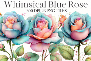 Whimsical blue rose Clipart, an Illustration by Designworld