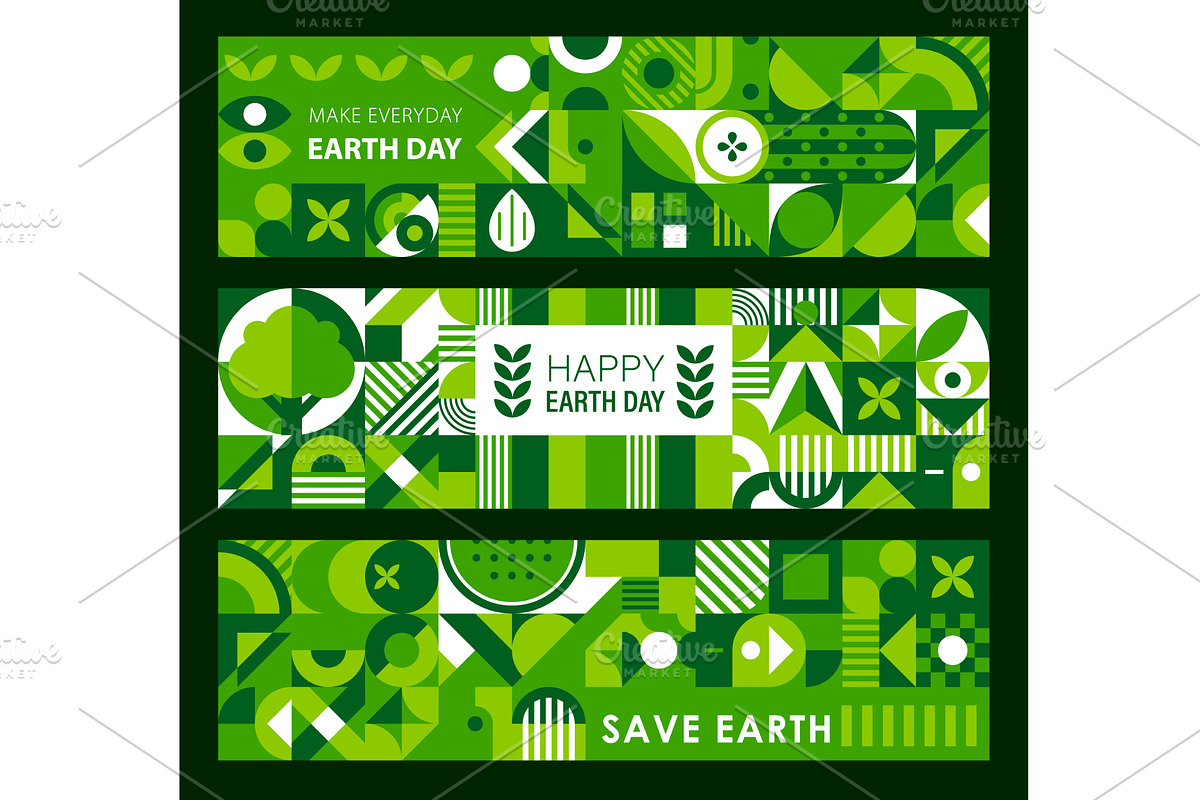 Earth day banners ecology shapes, a Seasonal Illustration by Buch&Bee
