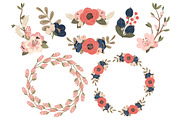 Navy & Blush Floral Wreaths, an Illustration by Amanda Ilkov (Thumbnail 4 of 4)
