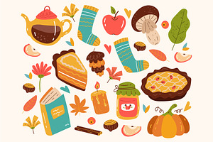 Autumn hand drawn doodle set, a Templates & Theme by PrettyVectors