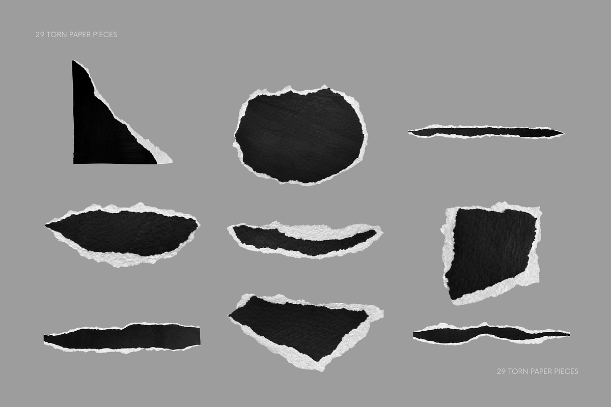 29 Black & White Ripped Paper Pieces, a Texture Graphic by Ksuview (Photo 7 of 8)