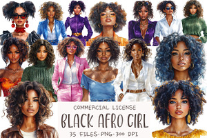 Black Afro Girl Clipart, an Illustration by OK Design