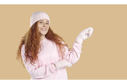 Happy woman in pink winter hat and, a Person Photo by StudioRomantic