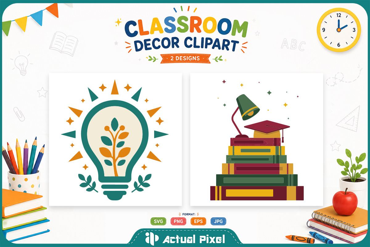 Classroom Decor Clipart Bundle, an Education Illustration by Actual Pixel (Photo 5 of 12)