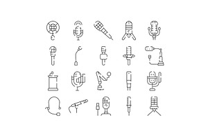 Microphone line icons collecting, a Technology Illustration by pikepicture