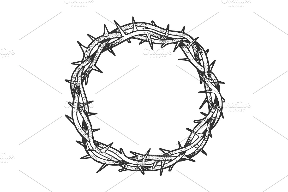 Crown of thorns sketch vector, an Object Illustration by AlexArt