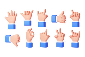 3d hand gestures, realistic arms, a Person Illustration by Buch&Bee