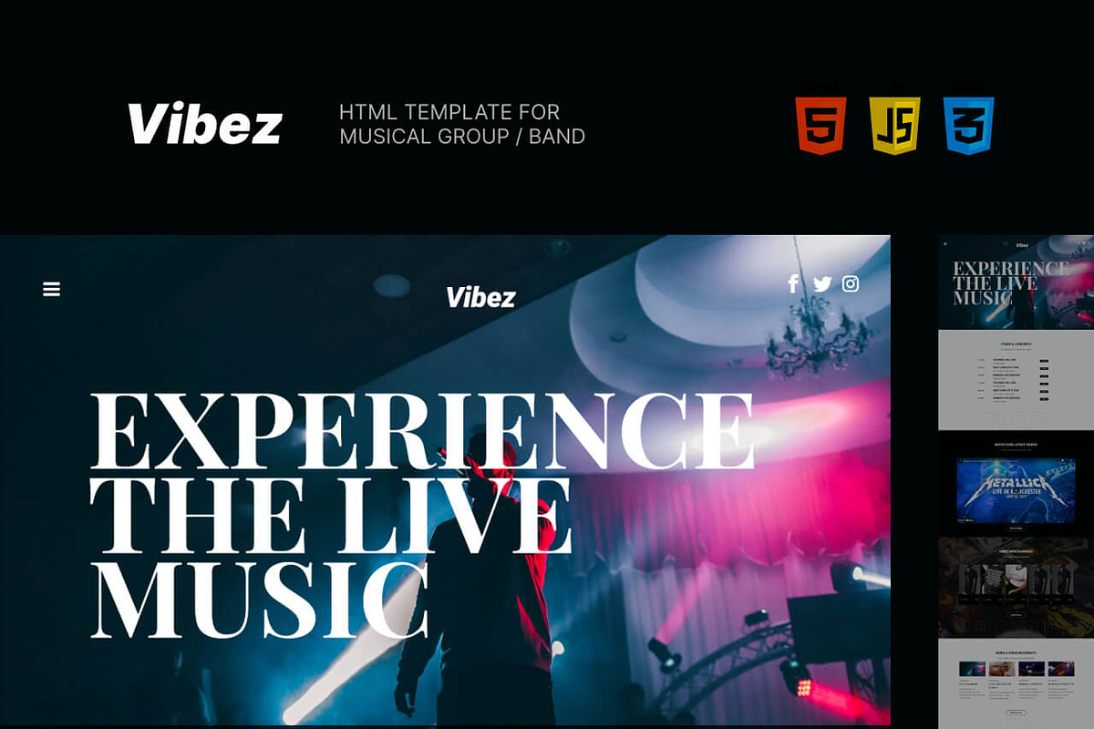 Vibez - HTML Template for Music Band, a HTML Template by TemplatesJungle (Photo 1 of 2)