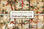 Vintage Christmas Collage Junk, a Background Graphic by Printable Treasure (Thumbnail 1 of 3)