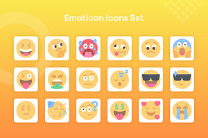 Emoticon Icons Set - Flat