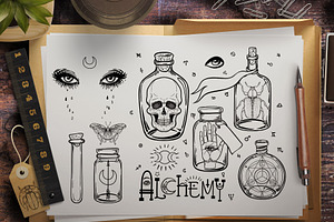 100 ALCHEMY. Magic Vector Set.