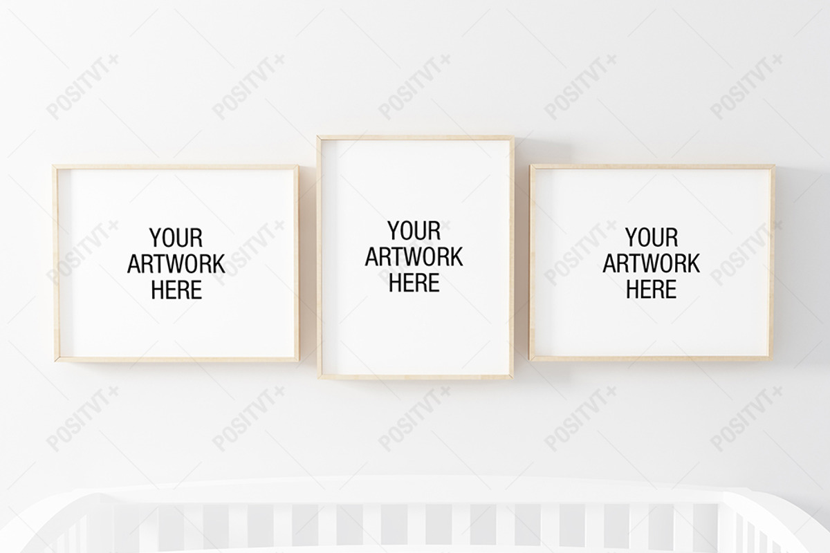 Nursery Frame Mockup 3 Panel, a Print Template by positvtplus