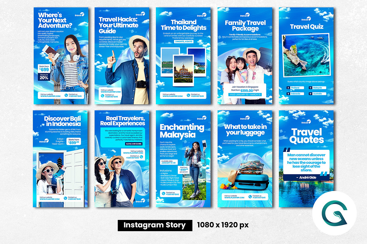Travel Agency Social Media Template, a Social Media Template by Geelator Studio (Photo 2 of 5)