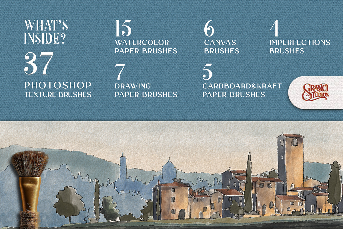 Photoshop Paper Texture Brushes, a Brush Add-On by GRANCI STUDIOS (Photo 2 of 8)