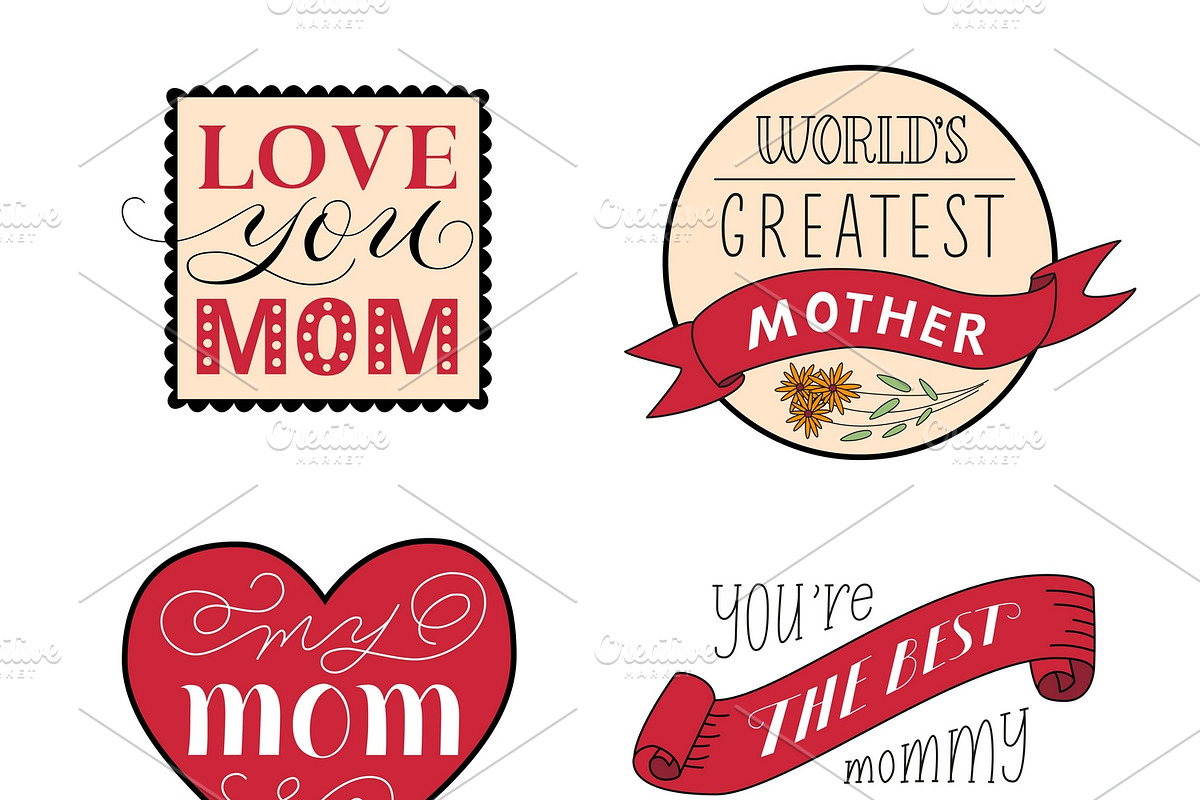 Mothers Day Festive Labels Set, a Branding & Logo Template by Alexander Belenkiy