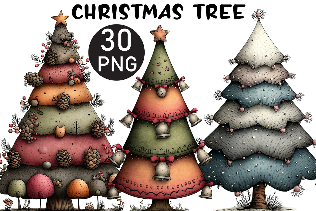 Christmas Tree Clipart, an Illustration by Black Bird Studio (Photo 1 of 6)
