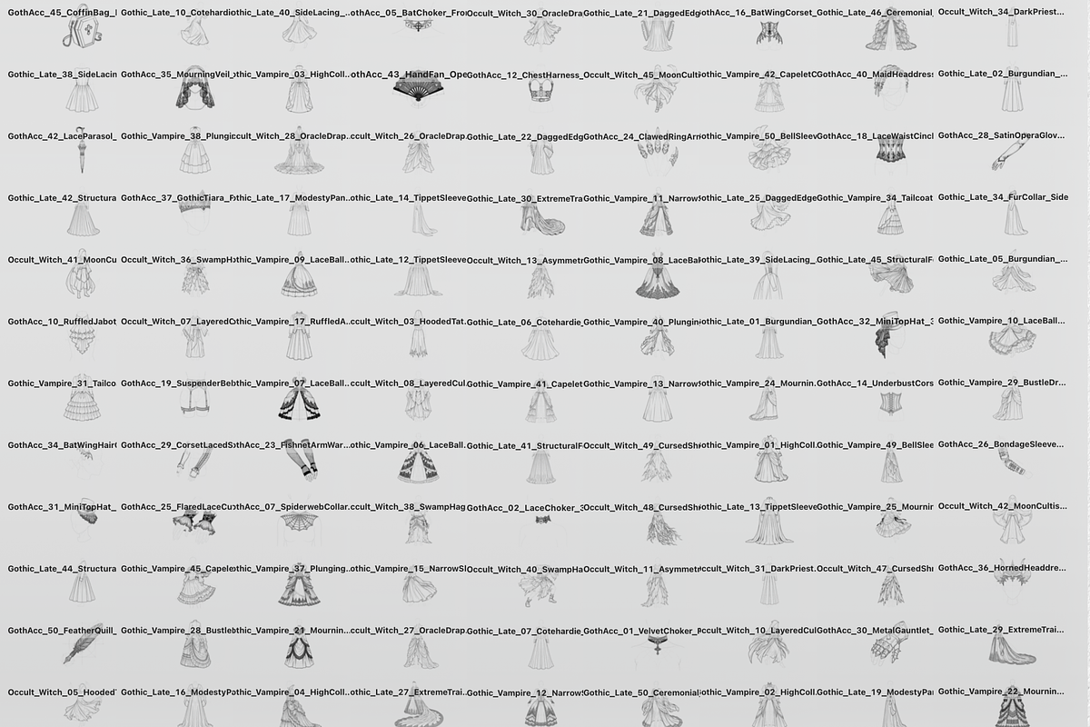 Gothic Dress Stamp Brushes Set, a Brush Add-On by Selentaori Studio (Photo 2 of 12)