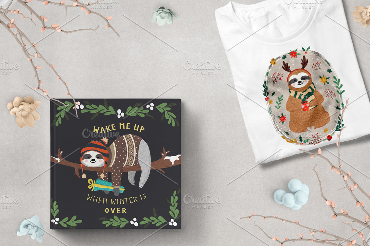 Cute Sloths Prints & Patterns, an Animal Illustration by Dasha_D (Photo 5 of 13)